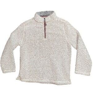 True Grit Women's Sherpa 1/4 Zip Pullover Teddy Fleece Mock Neck Jacket Cream- L